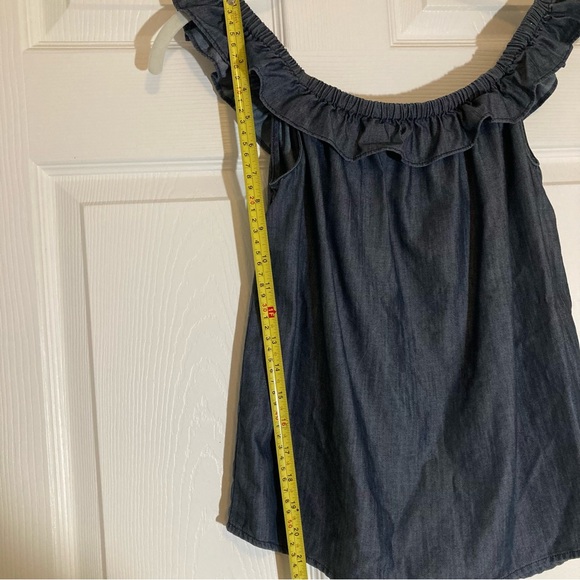 Denim & Supply Ralph Lauren Women’s Cotton Ruffled Sleeveless Tank Top Blue Med - Picture 7 of 8